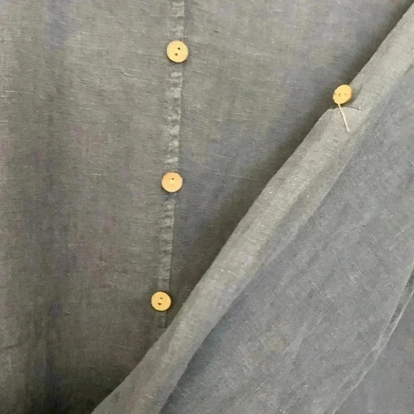 Terzo Millennio 100% linen long sleeved, tunic style top w  decorative buttons - Picture 4 of 9